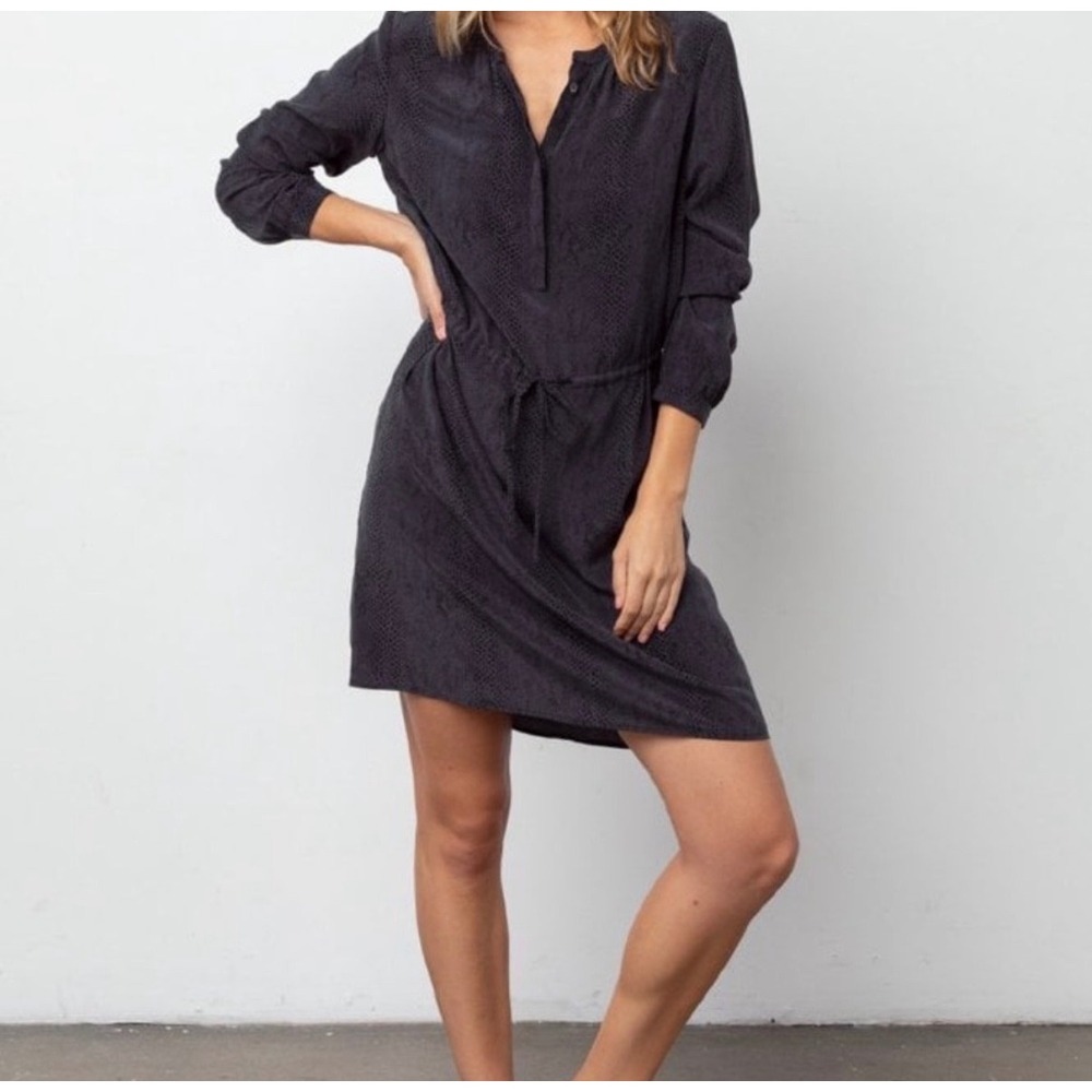 Rails Hana Cobra Silk Mini Dress Charcoal Grey Snakeskin Print Size Small - Picture 3 of 11